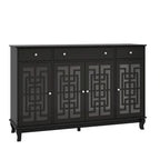 Modern Farmhouse Wood Accent Cabinet with Glass Doors Sideboard Buffet