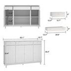 Modern Farmhouse Wood Accent Cabinet with Glass Doors Sideboard Buffet