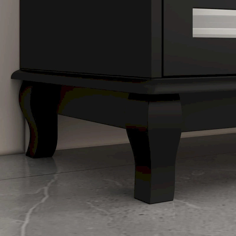 Modern Farmhouse Wood Accent Cabinet with Glass Doors Sideboard Buffet