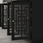 Modern Farmhouse Wood Accent Cabinet with Glass Doors Sideboard Buffet