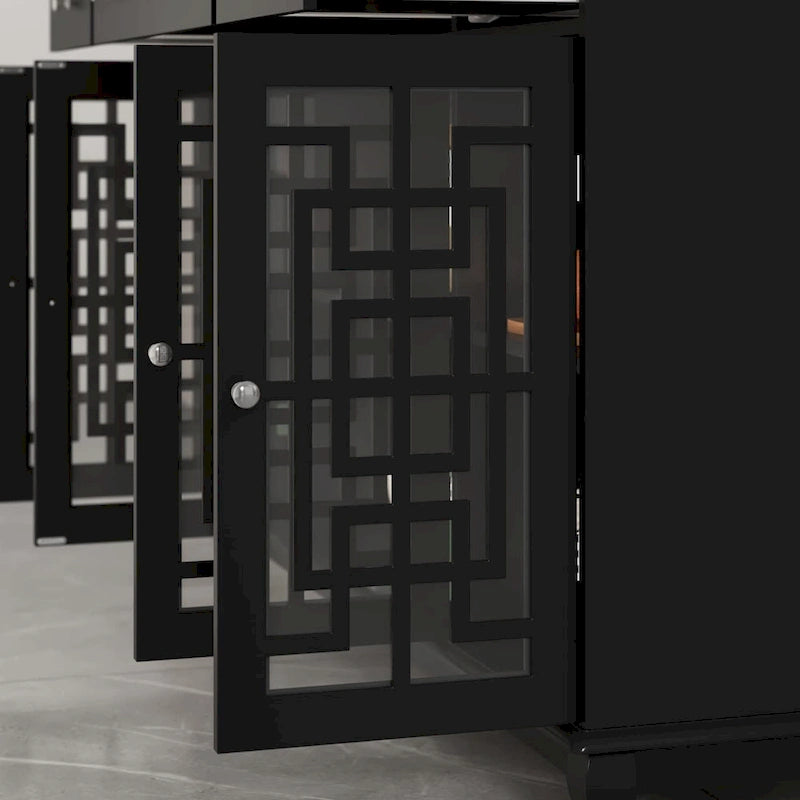 Modern Farmhouse Wood Accent Cabinet with Glass Doors Sideboard Buffet