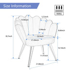 Andeworld accent chair for living room,Velvet Gold Cute Vanity Chair with Back for Makeup Room, Upholstered Shell Shaped Office