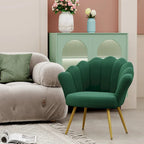 Andeworld accent chair for living room,Velvet Gold Cute Vanity Chair with Back for Makeup Room, Upholstered Shell Shaped Office