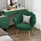 Andeworld accent chair for living room,Velvet Gold Cute Vanity Chair with Back for Makeup Room, Upholstered Shell Shaped Office