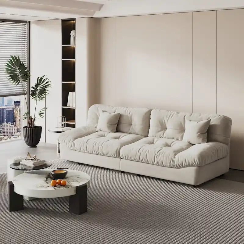 105 Modern Sanded Velvet Cloud Loveseat Sofa Sectional Couch for Living Room