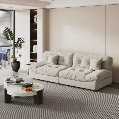 105 Modern Sanded Velvet Cloud Loveseat Sofa Sectional Couch for Living Room