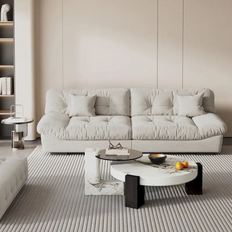 105 Modern Sanded Velvet Cloud Loveseat Sofa Sectional Couch for Living Room