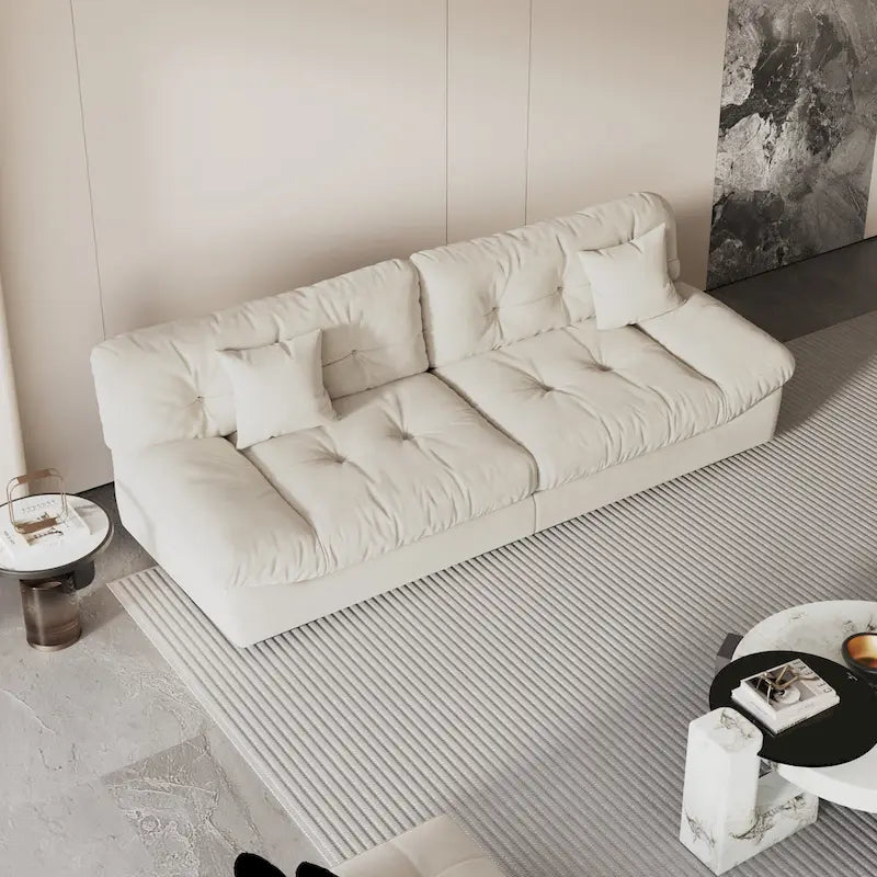 105 Modern Sanded Velvet Cloud Loveseat Sofa Sectional Couch for Living Room