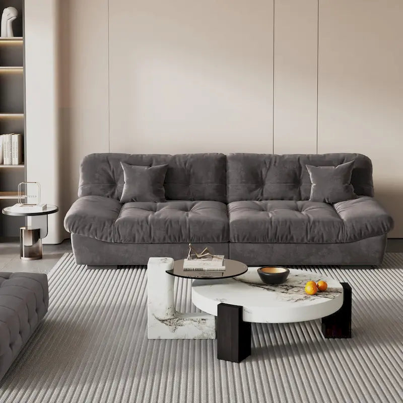 105 Modern Sanded Velvet Cloud Loveseat Sofa Sectional Couch for Living Room