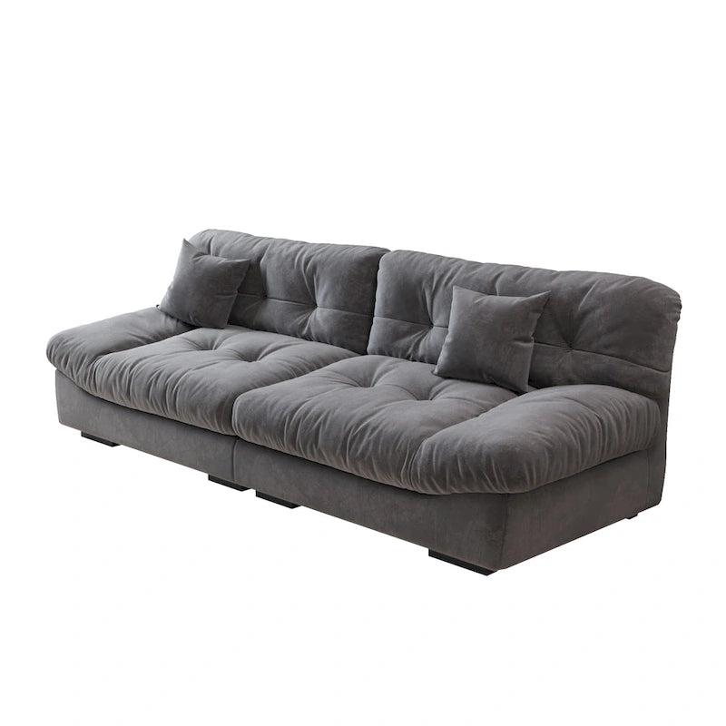105 Modern Sanded Velvet Cloud Loveseat Sofa Sectional Couch for Living Room