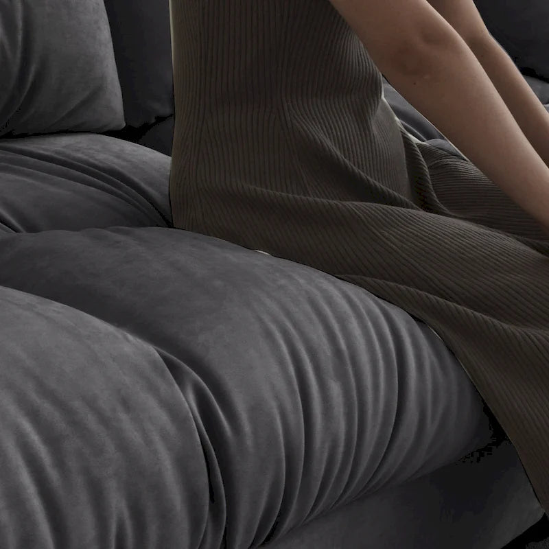 105 Modern Sanded Velvet Cloud Loveseat Sofa Sectional Couch for Living Room