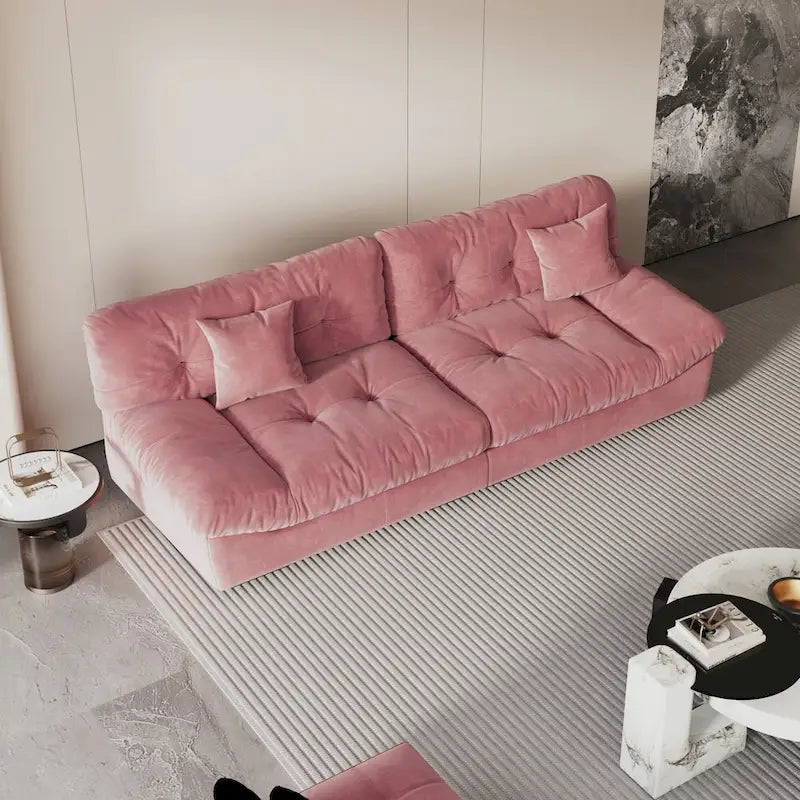 105 Modern Sanded Velvet Cloud Loveseat Sofa Sectional Couch for Living Room