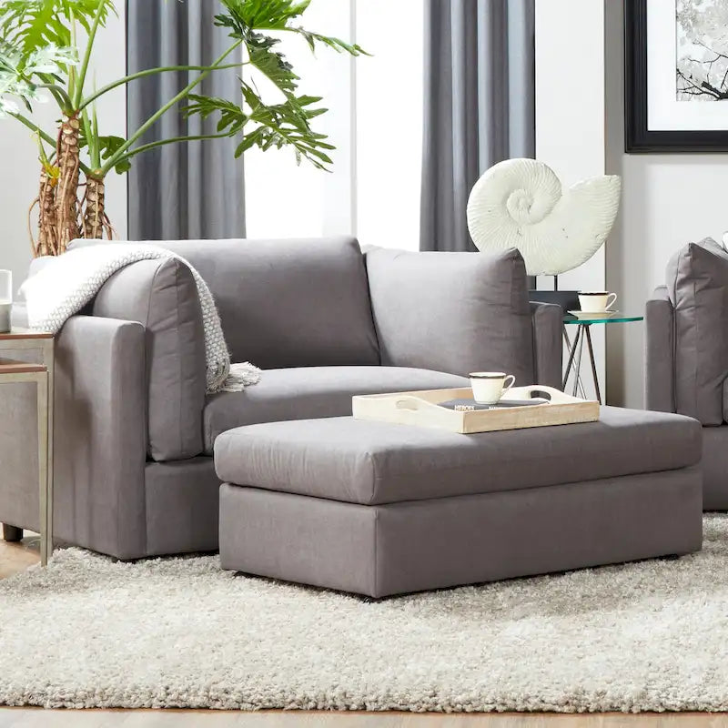 Roundhill Furniture Enda Oversized Living Room Pillow Back Cuddler Arm Chair with Ottoman