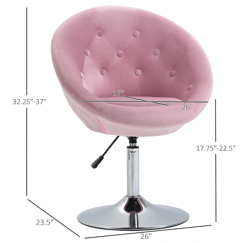 HOMCOM Swivel Accent Chair Modern Makeup Vanity Chair Adjustable Height Leisure Lounge Chair
