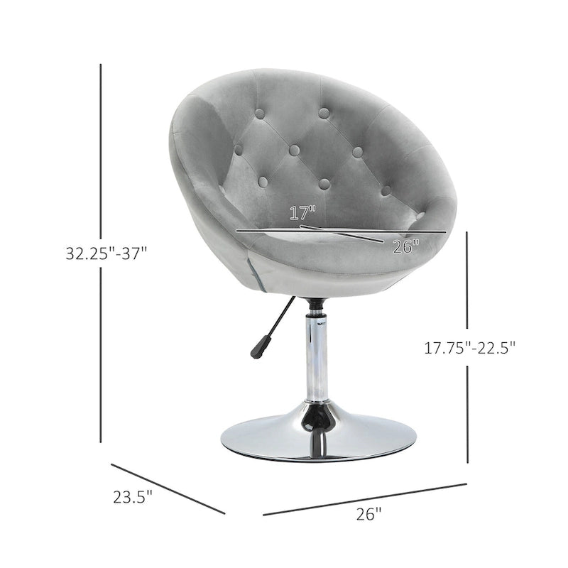 HOMCOM Swivel Accent Chair Modern Makeup Vanity Chair Adjustable Height Leisure Lounge Chair