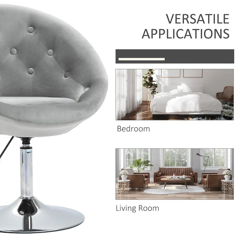 HOMCOM Swivel Accent Chair Modern Makeup Vanity Chair Adjustable Height Leisure Lounge Chair