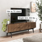 Living Skog Chelsea Brown TV Stand Fits for TV's up to 65 in. with Slatted Design and Wood Legs
