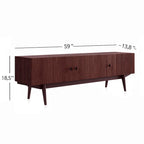 Living Skog Chelsea Brown TV Stand Fits for TV's up to 65 in. with Slatted Design and Wood Legs
