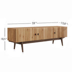 Living Skog Chelsea Brown TV Stand Fits for TV's up to 65 in. with Slatted Design and Wood Legs