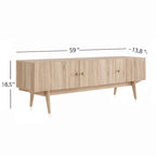 Living Skog Chelsea Brown TV Stand Fits for TV's up to 65 in. with Slatted Design and Wood Legs