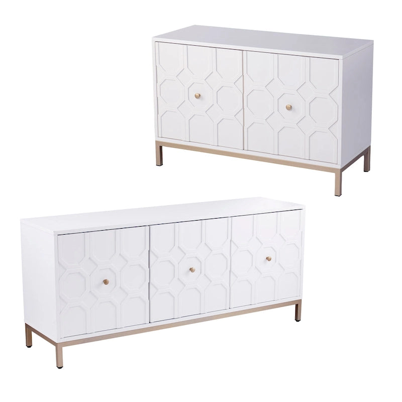SEI Furniture Gliday Contemporary Decorative 2-Door Buffet Accent Cabinet with Gold Hardware