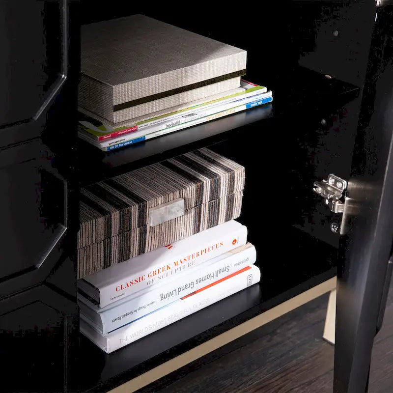 SEI Furniture Gliday Contemporary Decorative 2-Door Buffet Accent Cabinet with Gold Hardware