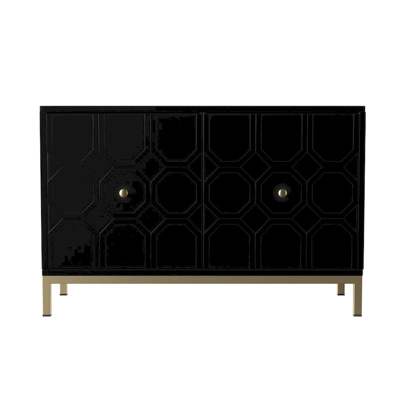 SEI Furniture Gliday Contemporary Decorative 2-Door Buffet Accent Cabinet with Gold Hardware