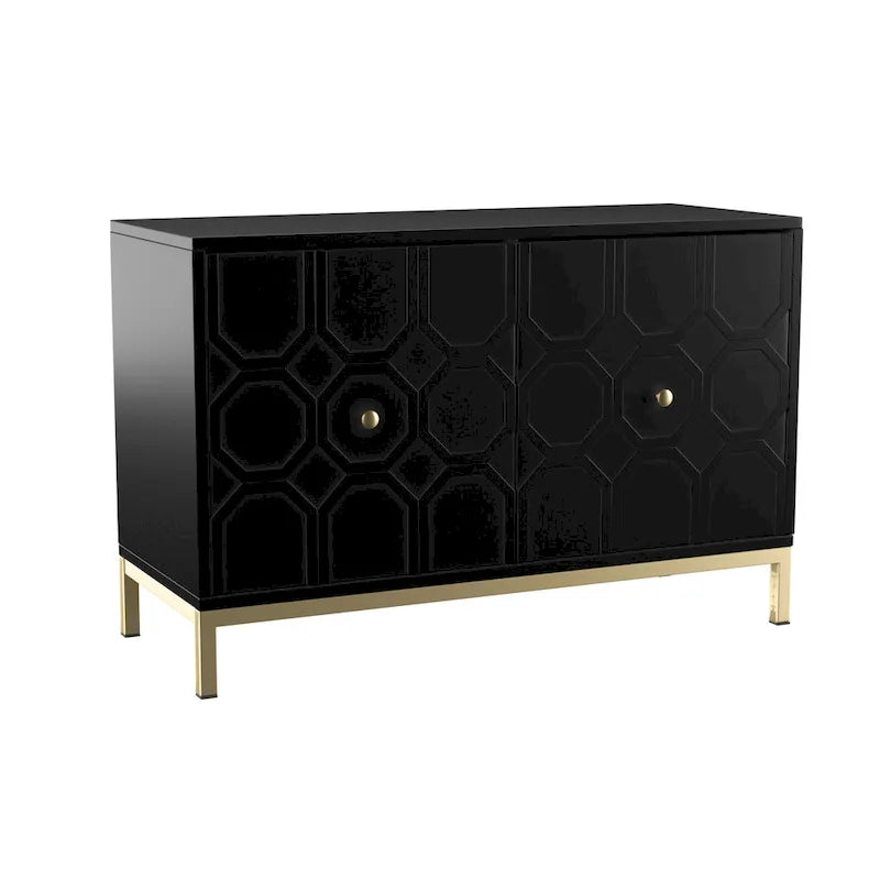 SEI Furniture Gliday Contemporary Decorative 2-Door Buffet Accent Cabinet with Gold Hardware