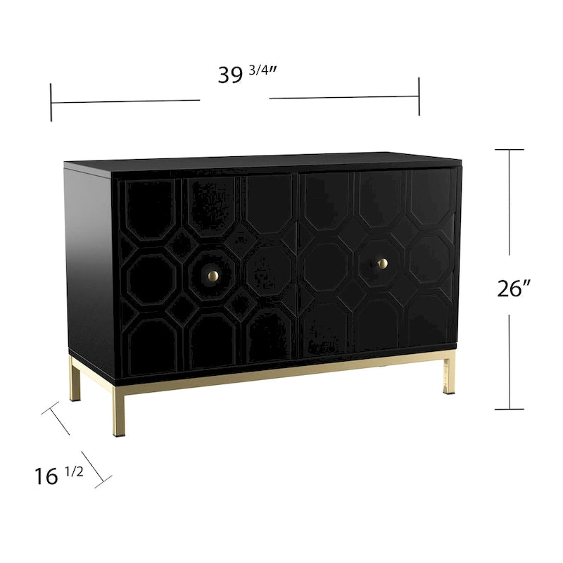 SEI Furniture Gliday Contemporary Decorative 2-Door Buffet Accent Cabinet with Gold Hardware