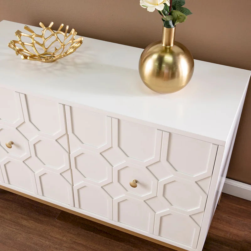 SEI Furniture Gliday Contemporary Decorative 2-Door Buffet Accent Cabinet with Gold Hardware