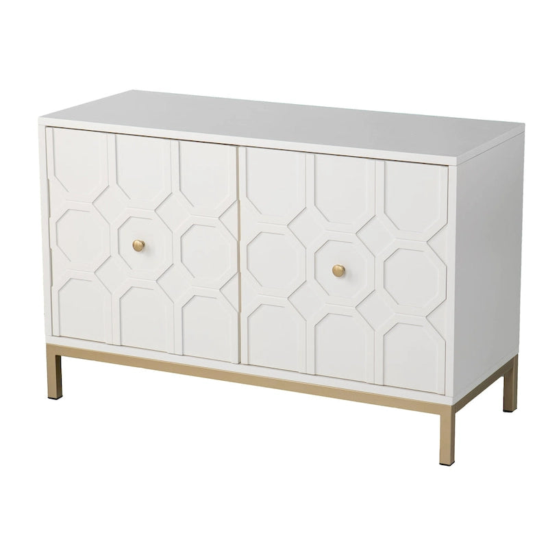 SEI Furniture Gliday Contemporary Decorative 2-Door Buffet Accent Cabinet with Gold Hardware
