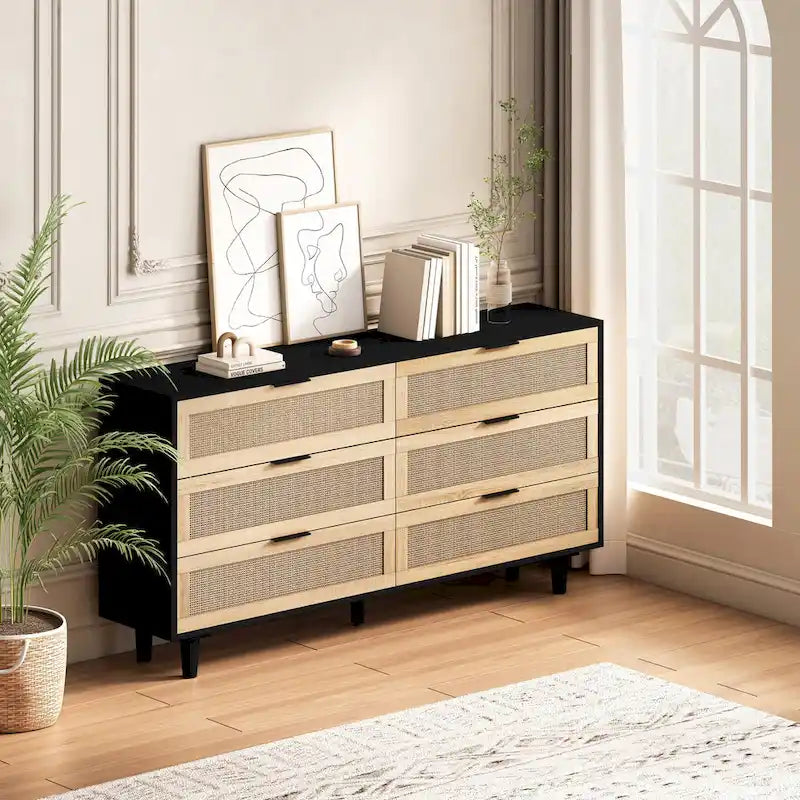 59.06 6- Drawers Rattan Storage Cabinet for Living Room