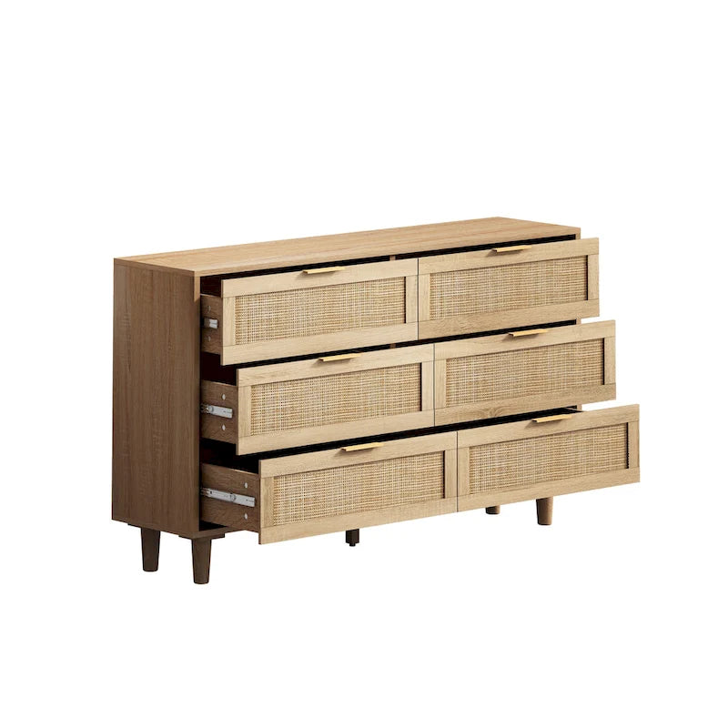59.06 6- Drawers Rattan Storage Cabinet for Living Room