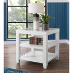 Cordero Wood and Glass Top 24-Inch Wide End Table with Shelf Storage