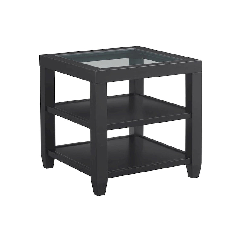 Cordero Wood and Glass Top 24-Inch Wide End Table with Shelf Storage