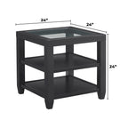 Cordero Wood and Glass Top 24-Inch Wide End Table with Shelf Storage