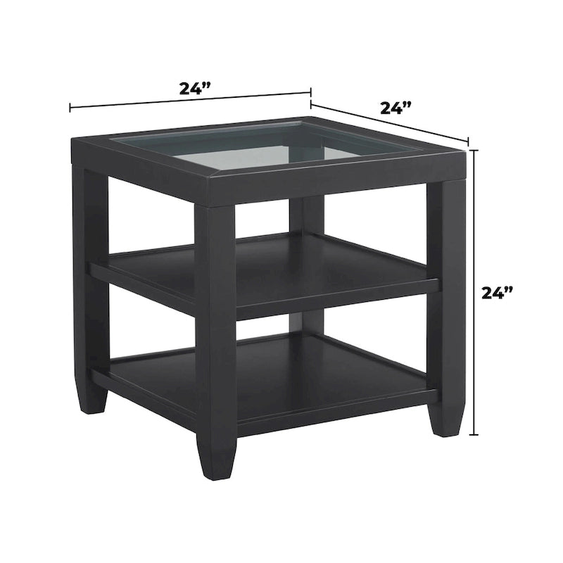 Cordero Wood and Glass Top 24-Inch Wide End Table with Shelf Storage
