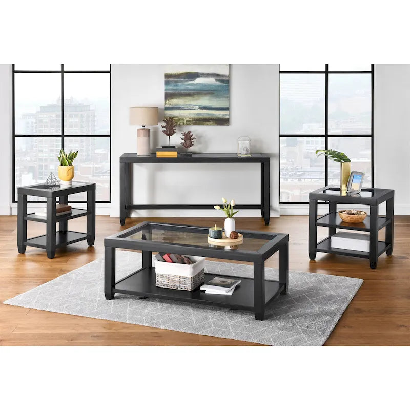 Cordero Wood and Glass Top 24-Inch Wide End Table with Shelf Storage