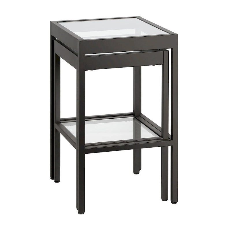 Alexis Metal/ Tempered Glass Nesting Tables