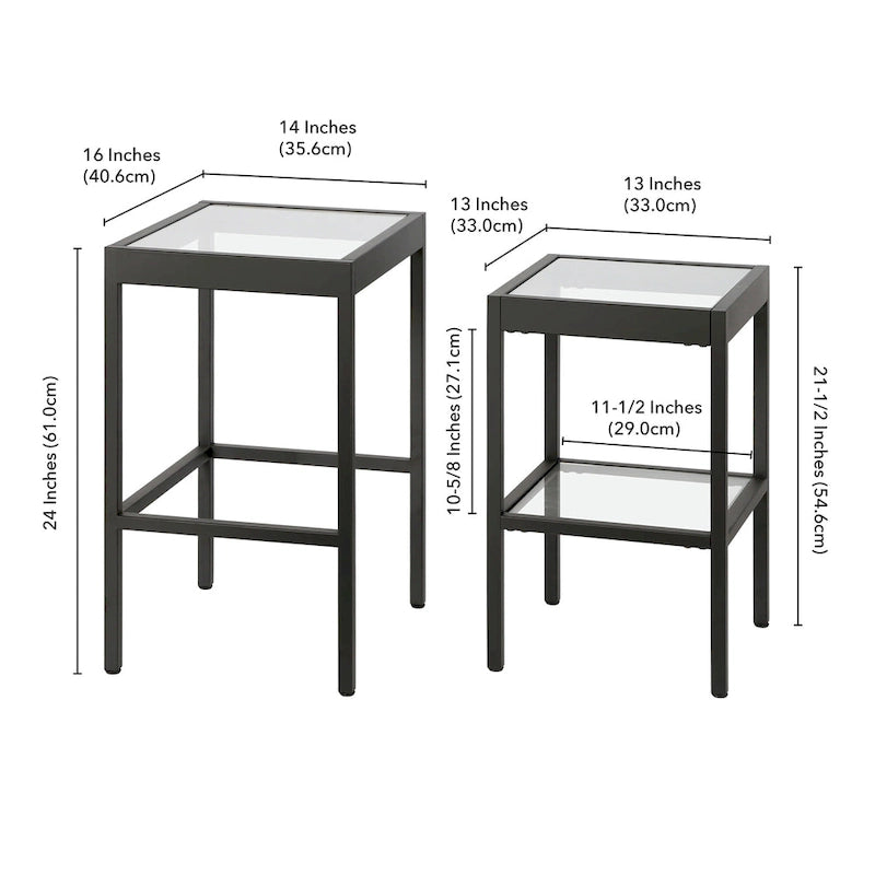 Alexis Metal/ Tempered Glass Nesting Tables