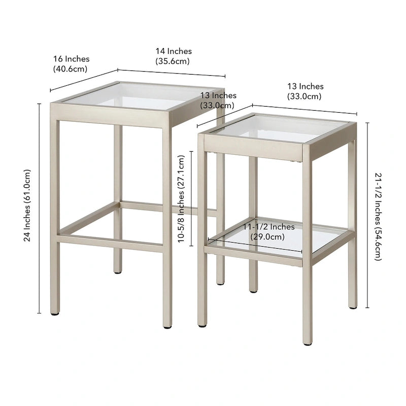 Alexis Metal/ Tempered Glass Nesting Tables