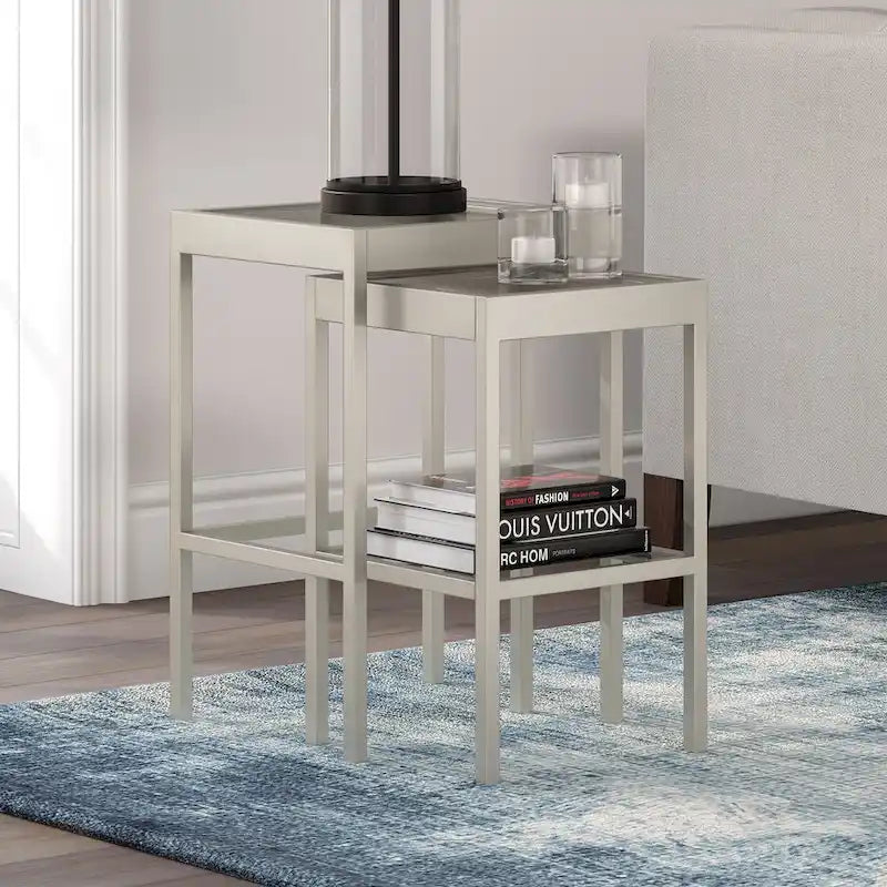 Alexis Metal/ Tempered Glass Nesting Tables