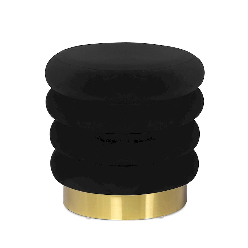 Adeco Round Velvet Ottoman Upholstered Foot Stool