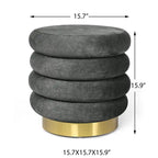 Adeco Round Velvet Ottoman Upholstered Foot Stool