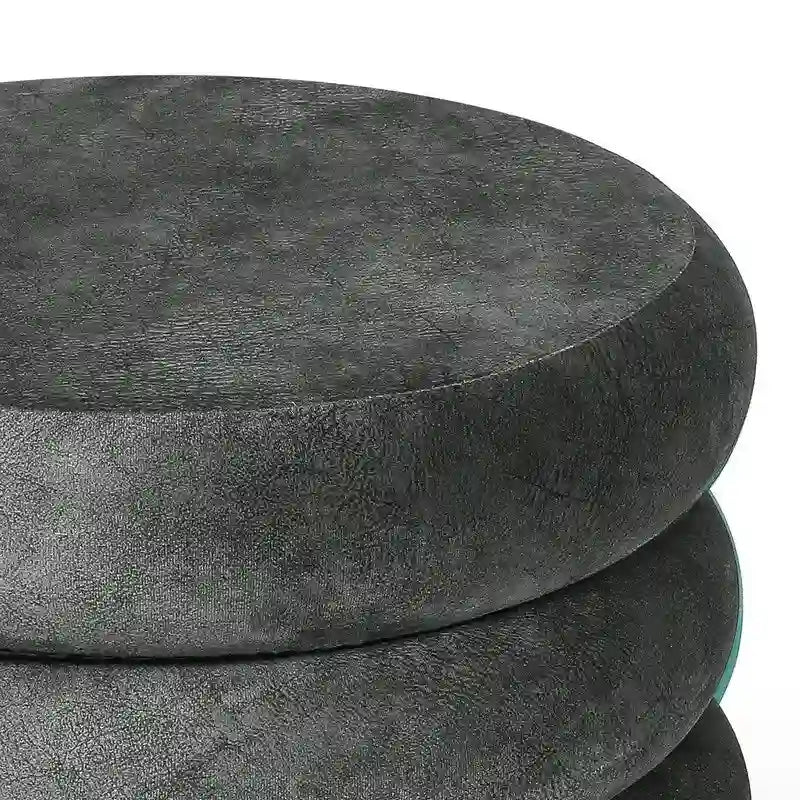 Adeco Round Velvet Ottoman Upholstered Foot Stool