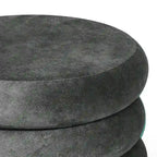 Adeco Round Velvet Ottoman Upholstered Foot Stool