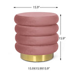 Adeco Round Velvet Ottoman Upholstered Foot Stool