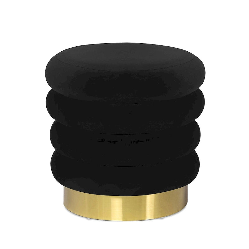 Adeco Round Velvet Ottoman Upholstered Foot Stool