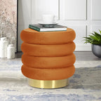 Adeco Round Velvet Ottoman Upholstered Foot Stool