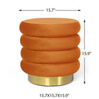 Adeco Round Velvet Ottoman Upholstered Foot Stool